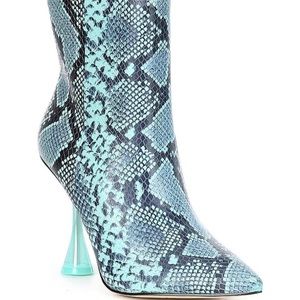 Stylish Blue Snake Print Women's Boots